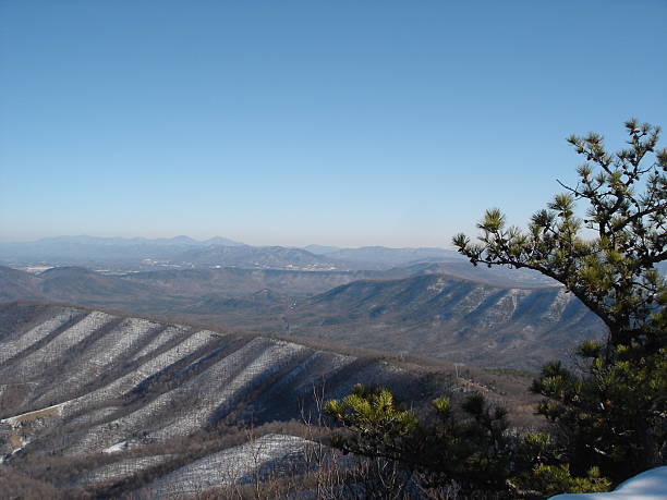 Snowy mountains. stock photo