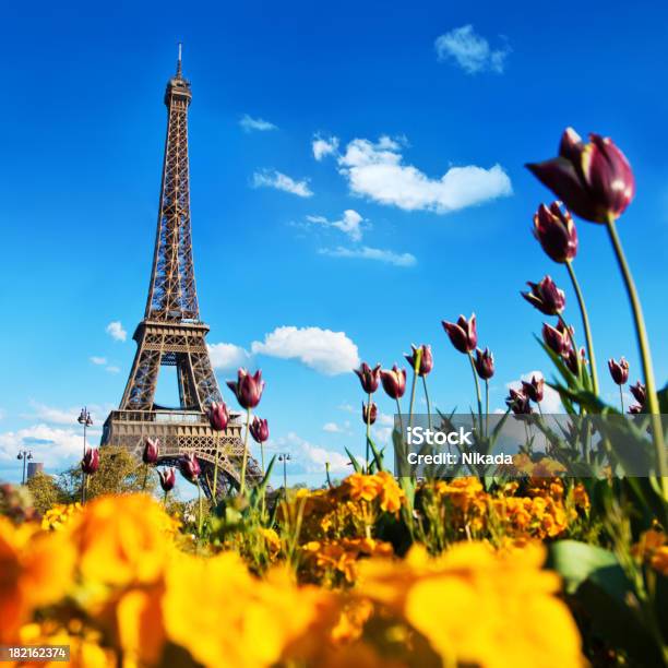Paris Na Primavera - Fotografias de stock e mais imagens de Paris - França - Paris - França, Flor, Torre - Estrutura construída