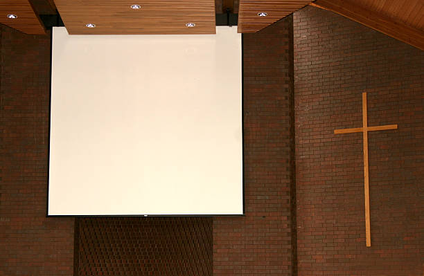 church projection screen stock photo