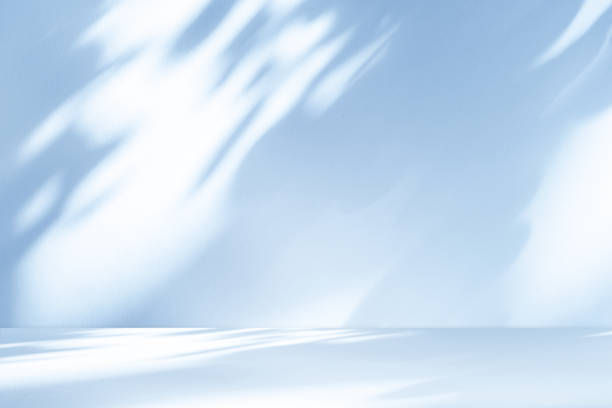 istock Empty studio interior background and backdrop and product display stand with shadow white and blue on blank text background for inserting text 1821631543