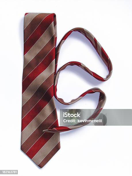 Striped Tie On White Background Stock Photo - Download Image Now - Backgrounds, Brown, Copying