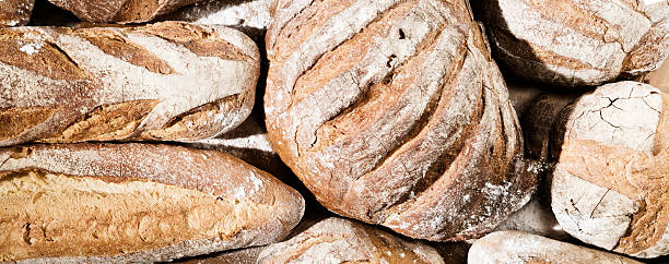 Different types of bread assortment _ panoramic.