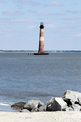 Morris Island lighthouse in Charleston SC harbor.
