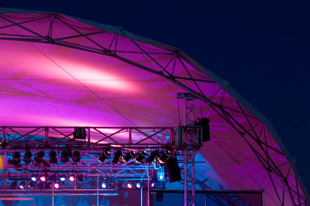 istock Purple stage lights and tent. 182164787