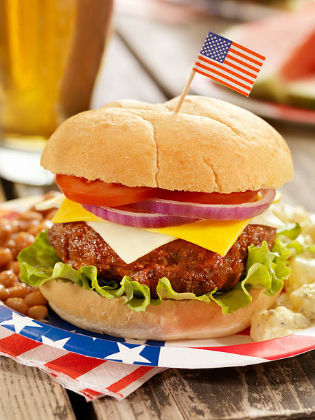 istock 4th of July Burger and Beer 182165861