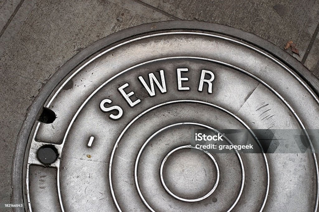Sewer Manhole Cover - Royalty-free Rioolzuiveringsinstallatie Stockfoto