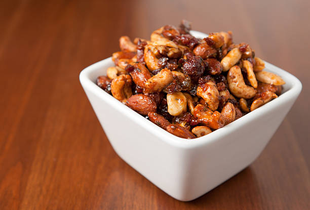 Bacon-Maple Spiced Nuts stock photo