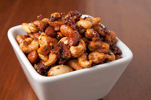 Bacon-Maple Spiced Nuts stock photo