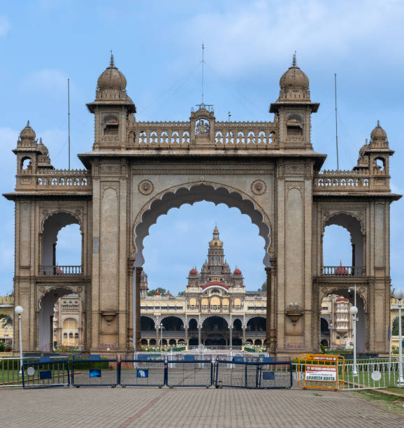 Front gate of Mysore palace in Mysore, Karnataka, India.