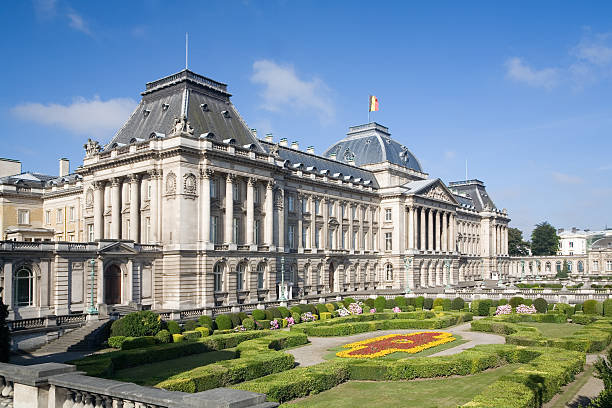 istock Park with Belgian Royal palace in Brussels 182167259