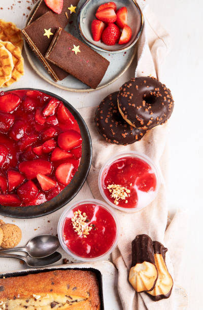 istock Table with various cookies, donuts and cakes. Holiday concept. 1821673823