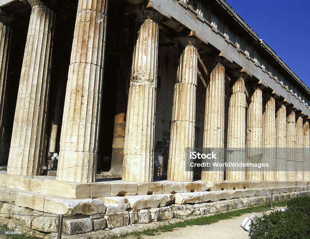 Pillars of The Temple of Hephaistos Temple of The Hephaistos Acropolis - Athens Stock Photo