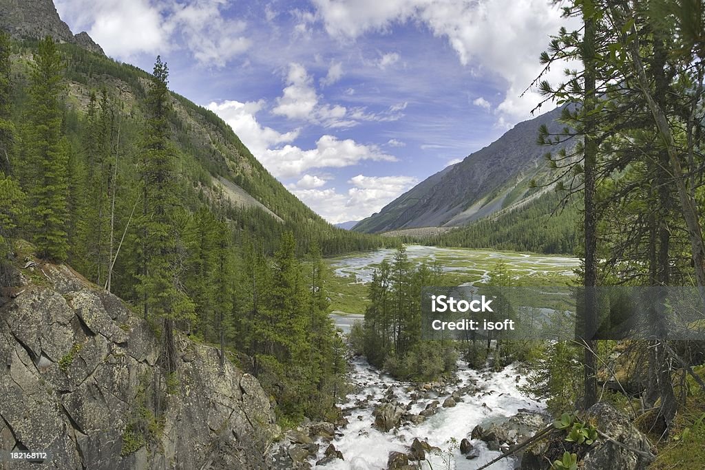 Altay Motive. Ioldo Wasserfall. Hohe kucherla See. Panorama. - Lizenzfrei Abenteuer Stock-Foto