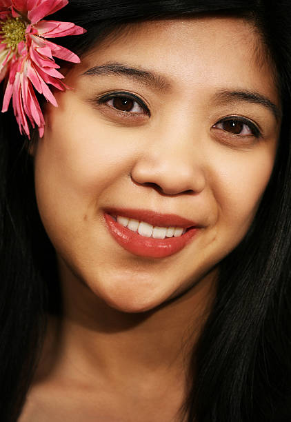 istock Young Asian Woman with Flower 182168165