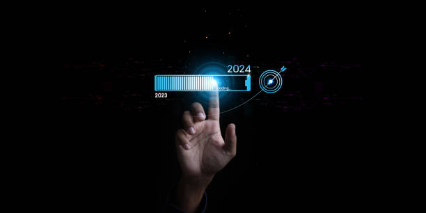 Loading progress from 2023 to 2024 to countdown happy new year. Planning and challenge strategy in new year 2024 Concept.