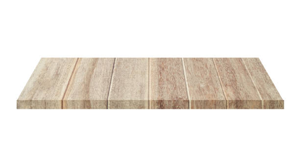 istock Wooden shelf on isolated white background with space 1821683778