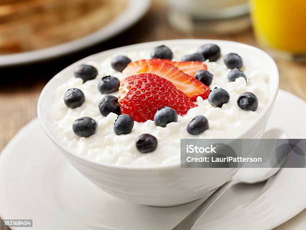 Cottage Cheese With Fresh Fruit Stock Photo - Download Image Now - Cottage Cheese, Curd Cheese, Fruit