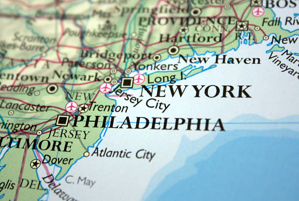 istock Map Showing Philadelphia and New York 182168657