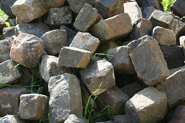 Pile of odd bricks stock photo