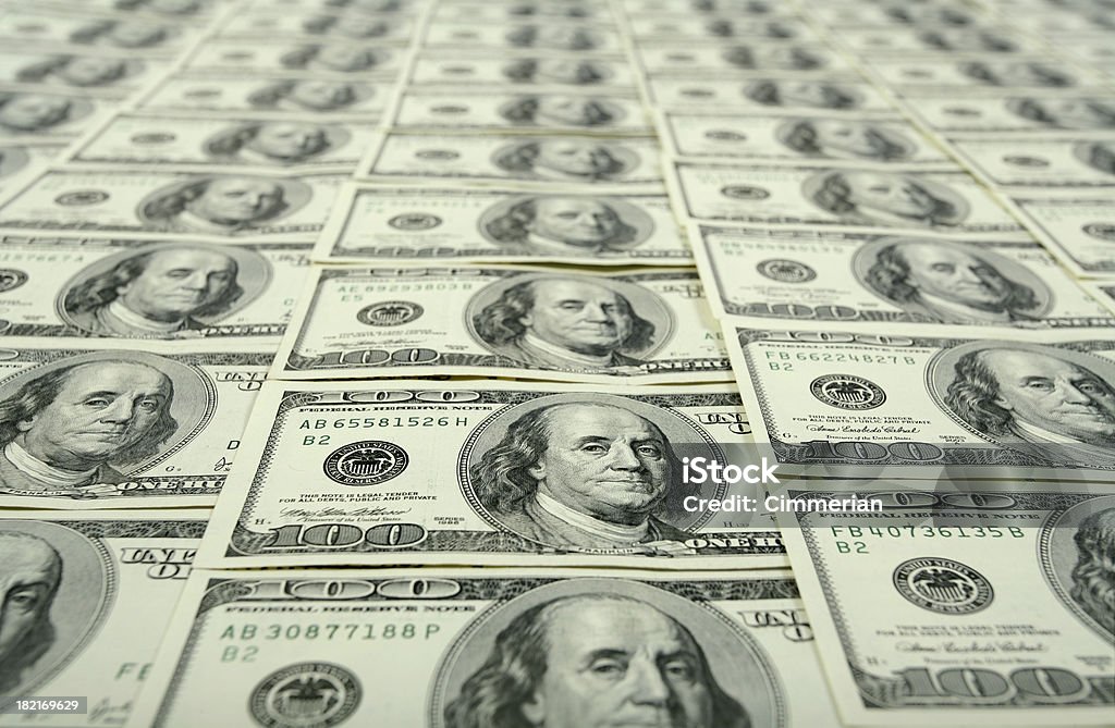 Sfondo di banconote da 100 USD - Foto stock royalty-free di Simbolo del dollaro