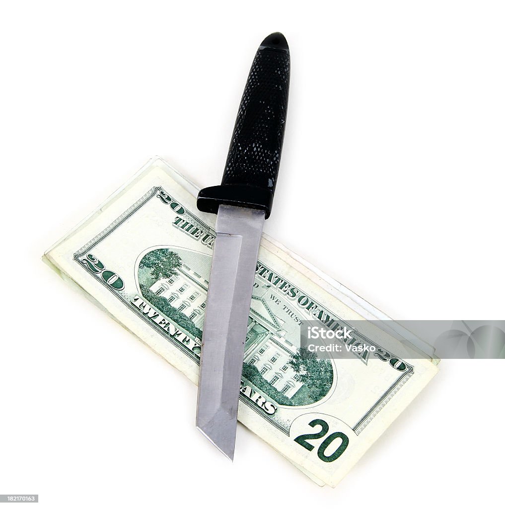 Money This is a picture of a knife on top of a stack of U.S. $20dollar bills.  Affectionate Stock Photo