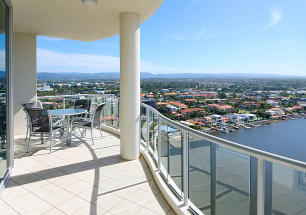 Balcony Balcony of Australian penthouse appartment australian culture photos stock pictures, royalty-free photos & images