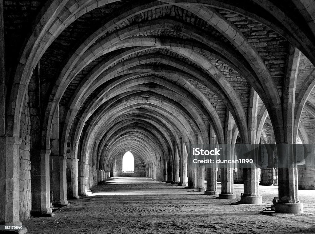 Architecture - Vaults Black and white image of the vaults of an old medieval abbey. Church Stock Photo