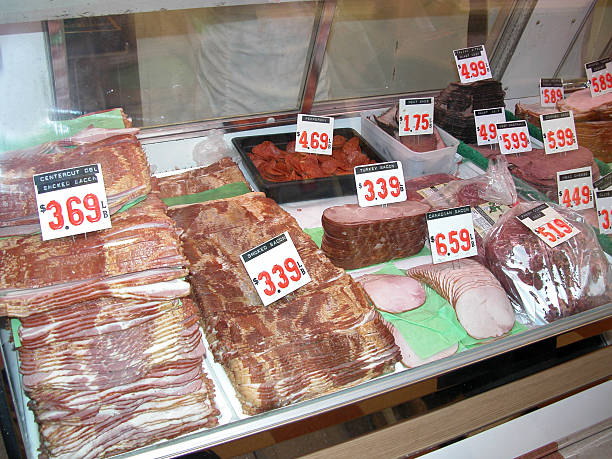 istock Old Fashioned Meat Display Case in Grocery Store 182170847