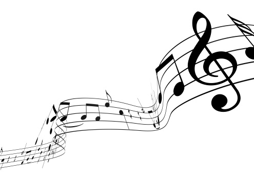 Music notes on black background