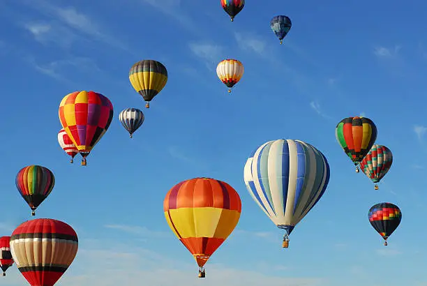 "Hot Air Balloons at the International Balloon Festival in Albuquerque, New Mexico."