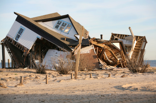 beach house on Bolivar Peninsula damaged by hurricane