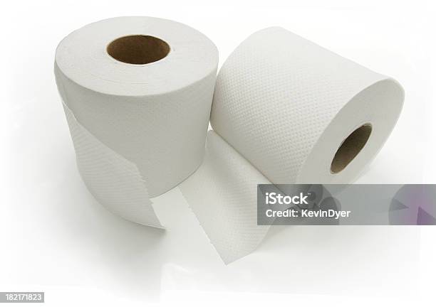 Foto de Sanitário Rolls Isolado No Branco e mais fotos de stock de Papel Higiênico - Papel Higiênico, Figura para recortar, Fundo Branco