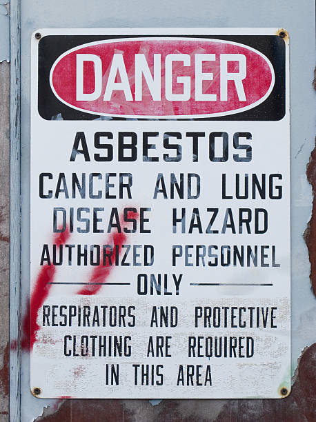 istock Asbestos Sign On Door With Graffiti 182171938