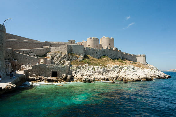 castle The Chateau D'if prison on an island just of Marseille France was featured in the Count Of Monte Cristo novel frioul archipelago stock pictures, royalty-free photos & images