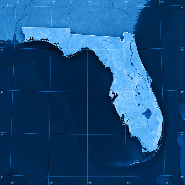 florida mapy (map) topograficznej - map gulf of mexico cartography usa zdjęcia i obrazy z banku zdjęć