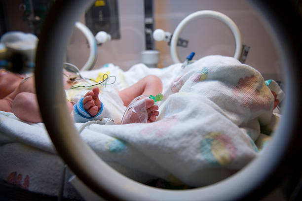 istock Looking at Premature Infant foot through Isolette 182173509