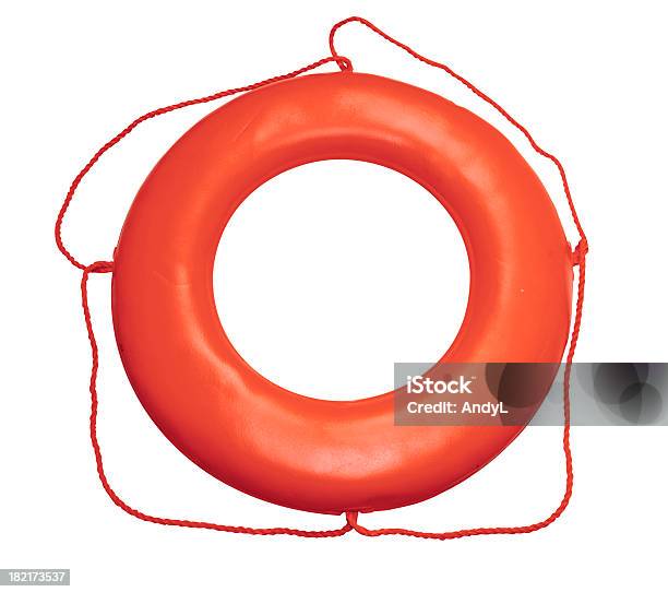 Orange Life Ring On White With Clipping Path Stock Photo - Download Image Now - Rescue, Studio Shot, Swimming Float