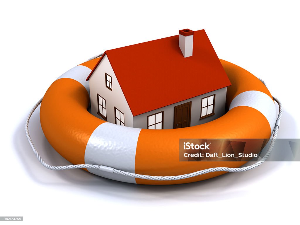 Casa em lifebuoy - Royalty-free Casa Foto de stock