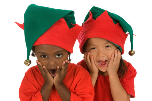 Cute little elves with surprised expressions