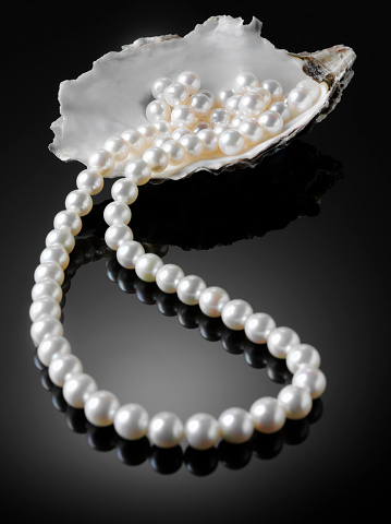 Blanco de agua dulce, collar de perlas photo