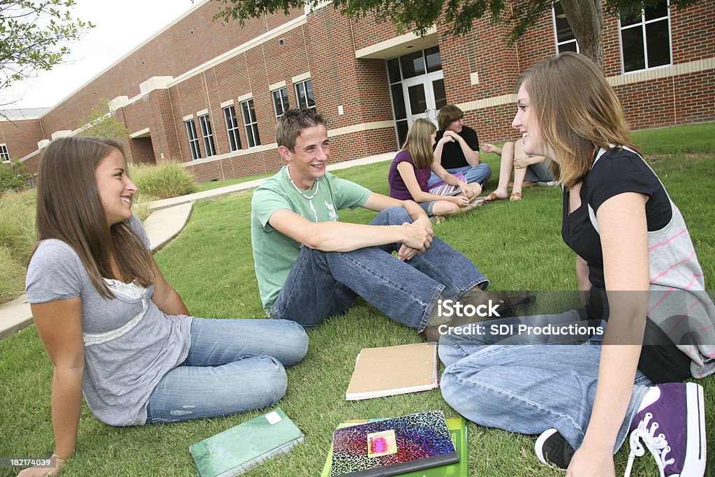 High School Students Outside Talking in the Grass High School Students Outside Talking in the Grass.See more from this series: 16-17 Years Stock Photo