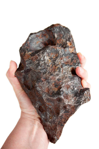 istock Hand Holding Iron Canyon Diablo Meteorite, with Rust 182174080