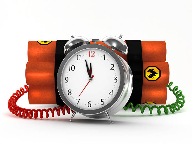 Dynamite with metal alarm clock Dynamite with an alarm clock mechanism. Only a couple of minutes to the deadline... High resolution concept 3D image.Similar images: smash alarm clock stock pictures, royalty-free photos & images