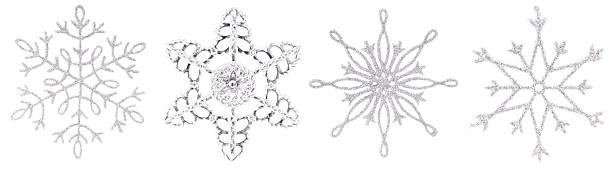istock Silver Christmas snowflakes in a row. 182174239