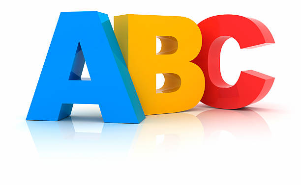 abc - three dimensional shape alphabetical order alphabet text foto e immagini stock
