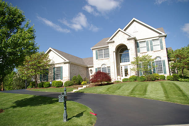 istock Front view of large white house 182174439