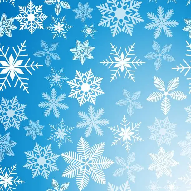 Vector illustration of Beautiful neutral snowflakes seamless pattern. White snowflakes decorated with circles and dots background. Christmas and New Year theme. Winter print for wallpaper, textile, wrapping, and design