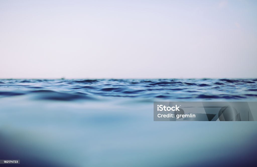 Sea Water level/Underwater shot of the sea. View Into Land Stock Photo