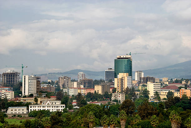 Addis Ababa Skyline City view over the skyline of Addis Ababa, Ethiopia. The image shows the downtown business district of the city. ethiopia city stock pictures, royalty-free photos & images