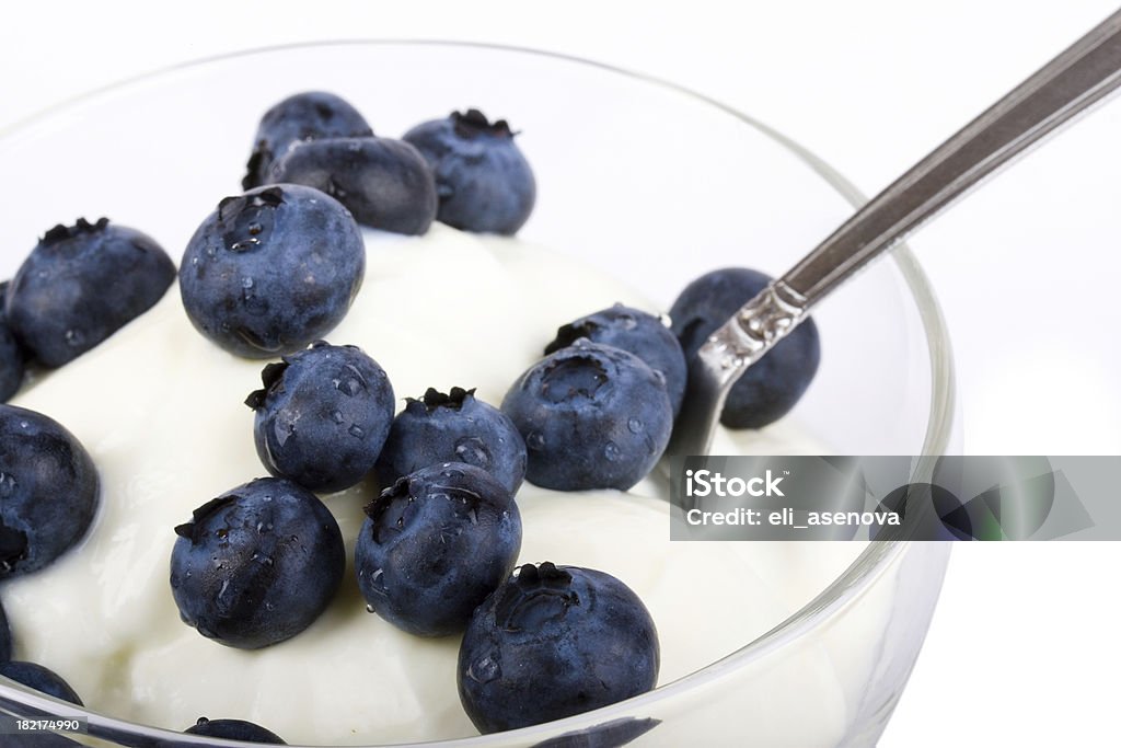 Iogurte com frutas frescas Mirtilos - Royalty-free Vacínio Foto de stock
